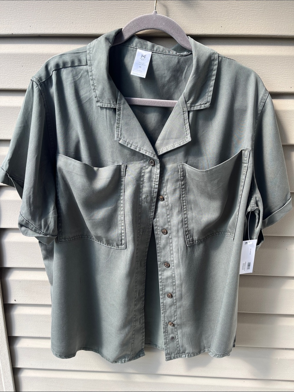 Olive green tencel camp shirt